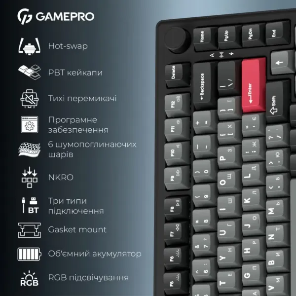 Клавіатура GamePro Asgard Yord (MK266BK) (Black) (UA)