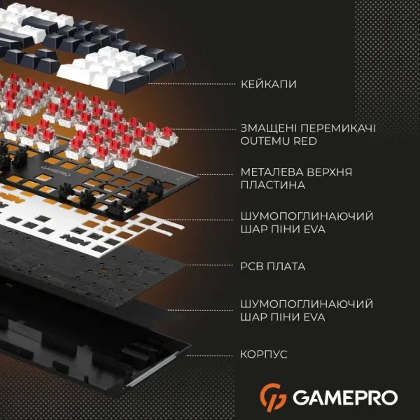 Клавіатура GamePro Genesis Metallic 100% Red switches (Black) (UA)