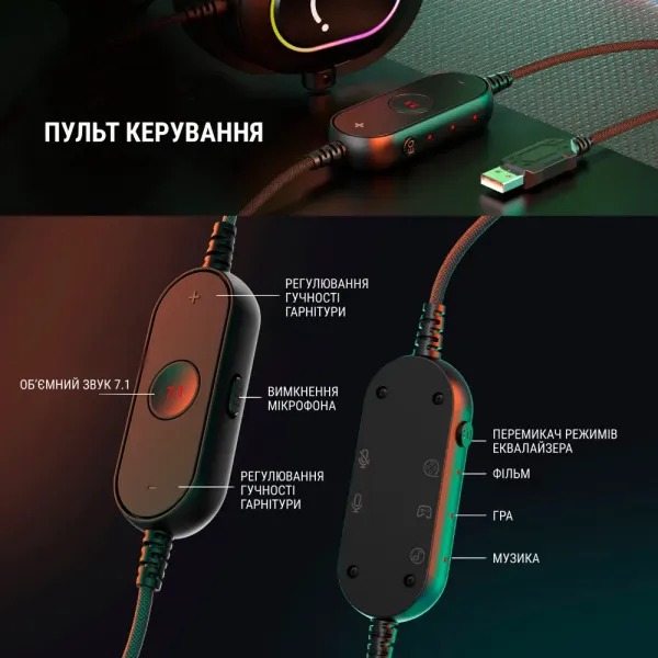 Ігрова гарнітура Fifine RGB H6 (Black) (UA)