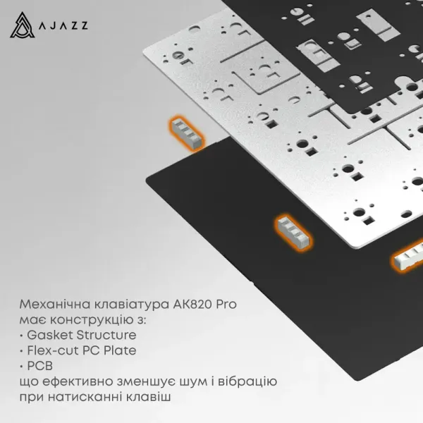 Клавіатура ігрова Ajazz AK820 PRO Gift Switch (Black) (AK820PRO-G-BGY) (UA)