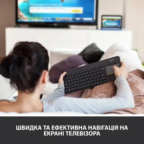 Клавіатура бездротова Logitech K400 Plus (Black) (UA)