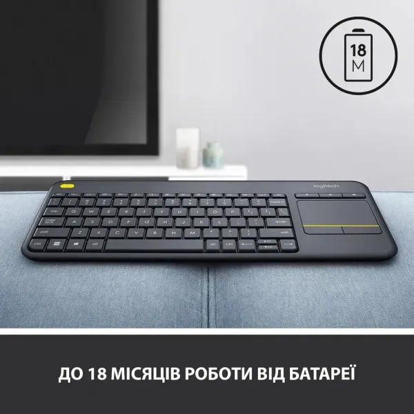 Клавіатура бездротова Logitech K400 Plus (Black) (UA)