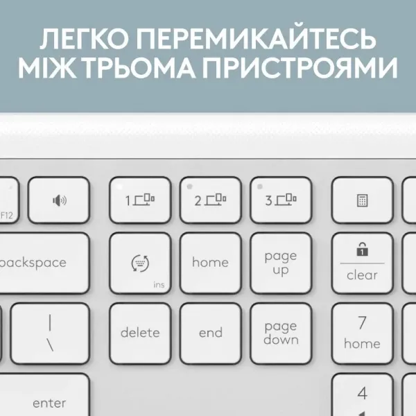 Клавiатура бездротова Logitech Signature Slim K950 USB (Off-White) (UA)