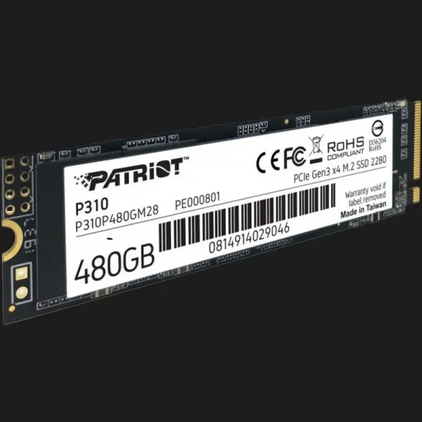 Накопичувач SSD Patriot P310 480GB NVMe PCIe 3.0 (P310P480GM28)