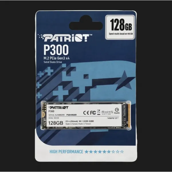 Накопичувач SSD Patriot P300 128GB NVMe PCIe 3.0 (P300P128GM28)
