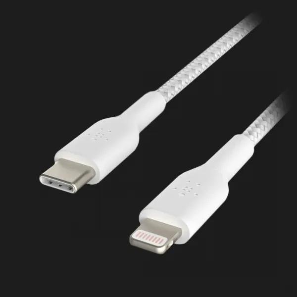 Кабель Belkin Braided USB-С to Lightning 2m (White)