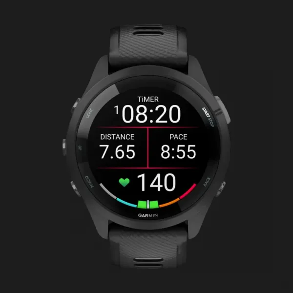 Garmin Forerunner 265 Black Bezel and Case with Black/Powder Gray Silicone Band