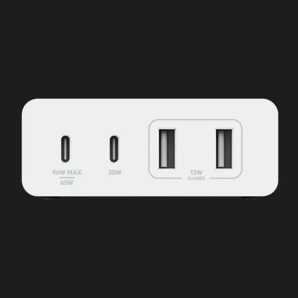 Зарядний пристрій Belkin 4-Port GaN 108W 2x USB-C, 2x USB-A (White)