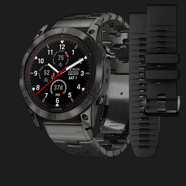 Garmin Fenix 7X Pro Sapphire Solar Carbon Gray DLC Titanium with Titanium Band
