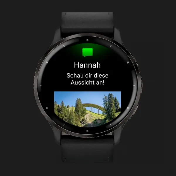 Garmin Venu 3 Slate Stainless Steel Bezel with Black Case and Black Leather Band