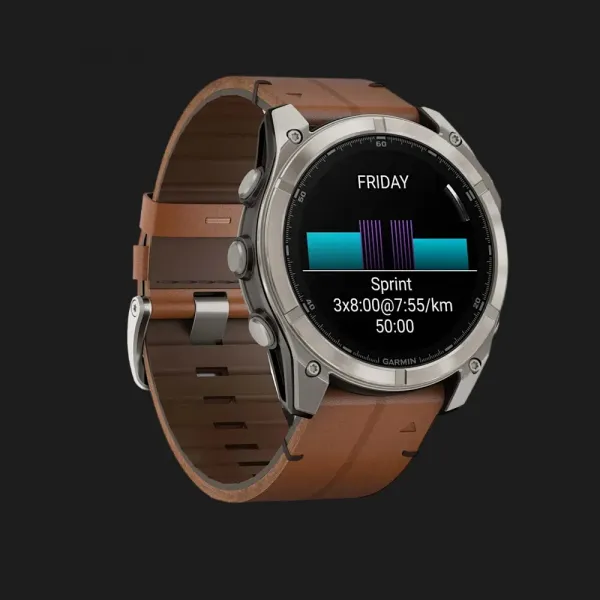 Garmin Fenix 8 51mm AMOLED Sapphire Titanium with Chestnut Leather Band (010-02905-40)