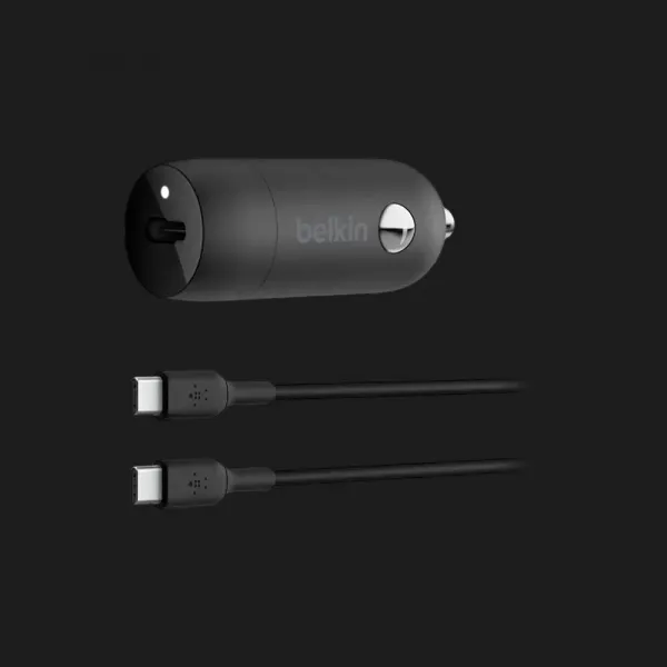 АЗП Belkin USB-C, 30W + кабель USB-C 1m (Black)