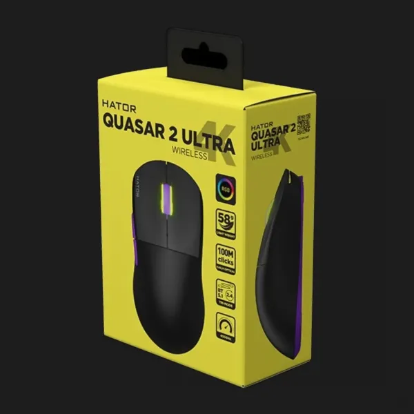 Ігрова миша HATOR Quasar 2 ULTRA 4K Wireless (Black/Lilac) (HTM570BL) (UA)