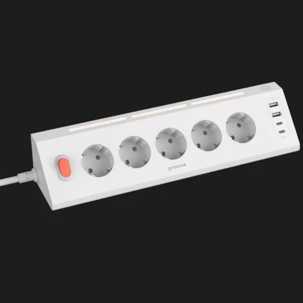 Мережевий фільтр Proove Prism Socket (5 розеток + 2 Type-C + 2 USB) 1.6M