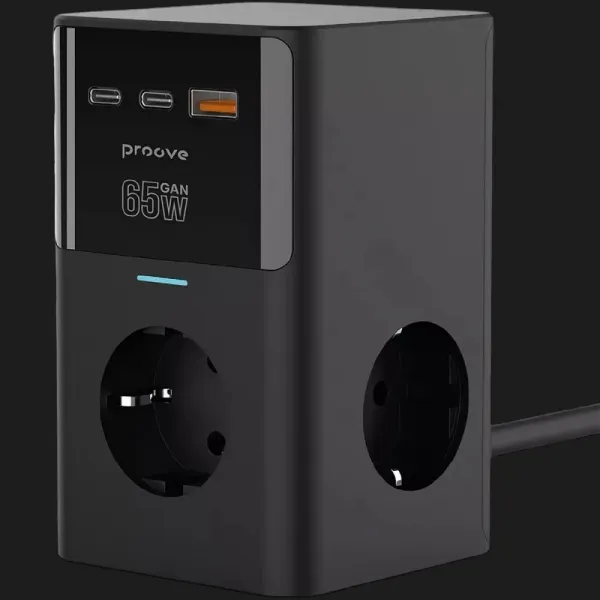 Мережевий фільтр Proove Power Cube 65W (3xAC + 2xType-C + 1xUSB) 1.5m