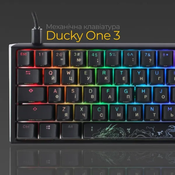 Клавіатура ігрова Ducky One 3 Mini Cherry MX Speed silver RGB (Black) (UA)