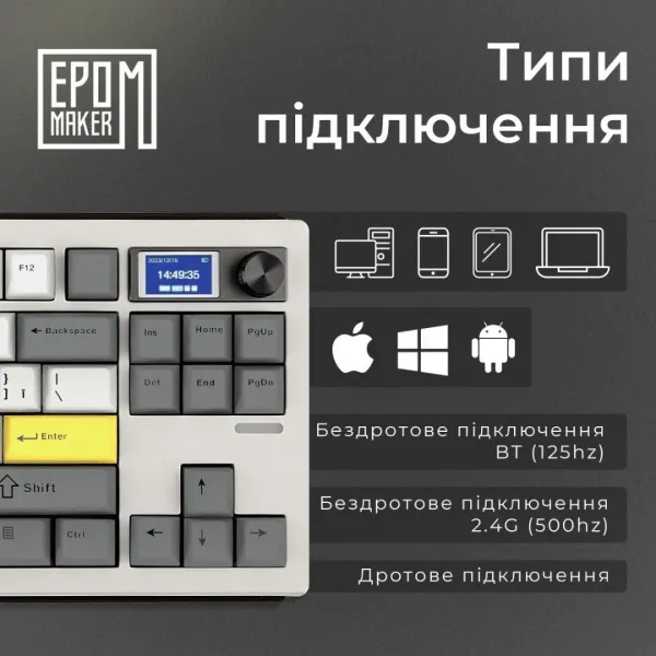 Клавіатура ігрова Epomaker Shadow-S Mulan (White) (UA)