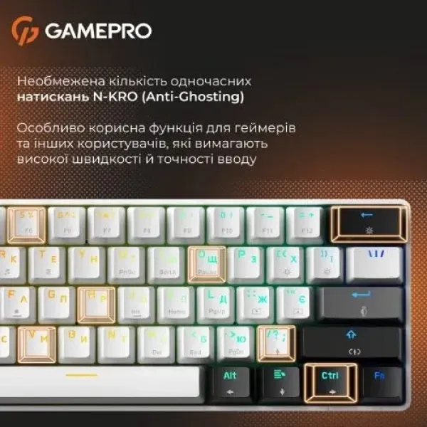 Ігрова клавіатура Gamepro Genesis Infinity (Black/White) (UA)
