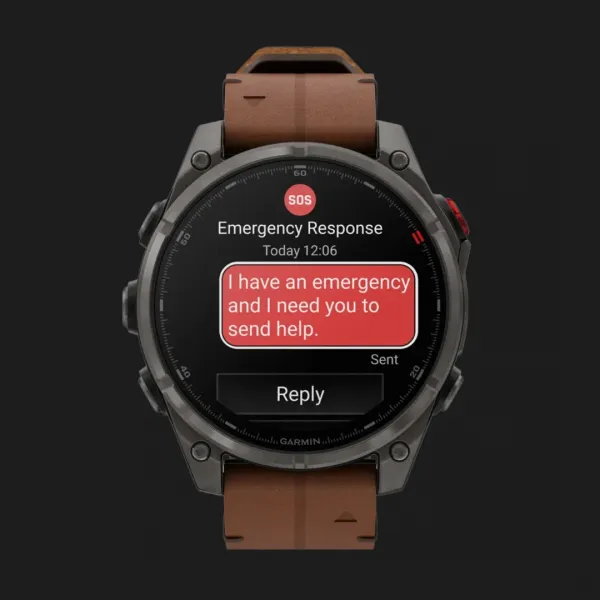 Garmin Fenix 8 Pro 47mm AMOLED Sapphire Carbon Gray DLC titanium with Chestnut Leather Band