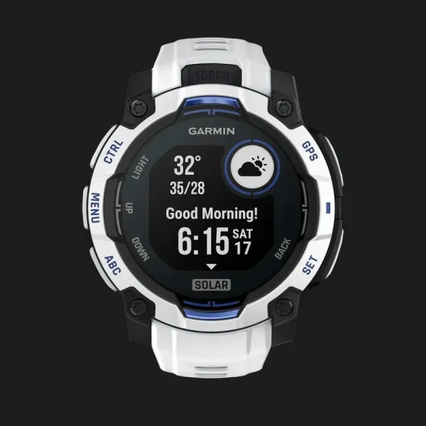 Garmin Instinct 3 45mm Solar Whitestone with Whitestone/Bolt Blue Band