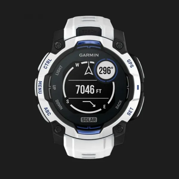 Garmin Instinct 3 45mm Solar Whitestone with Whitestone/Bolt Blue Band