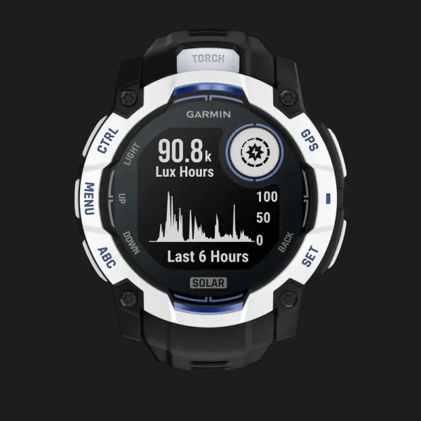 Garmin Instinct 3 50mm Solar Whitestone with Black/Bolt Blue Band